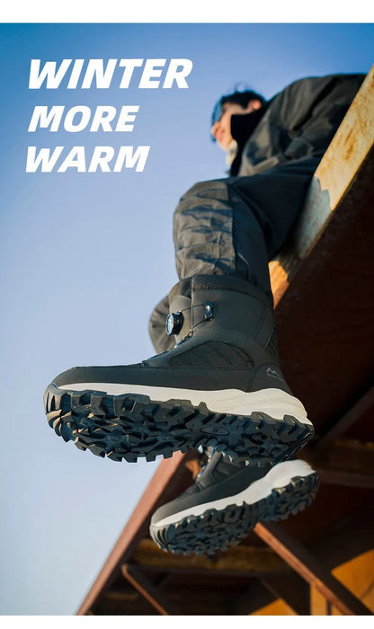 Mens Snow Boots Thickened Velvet Winter Boots Rotating Buckle Design Mid-calf Boots Plush Warm Cotton Shoes for Men Botas Hombre