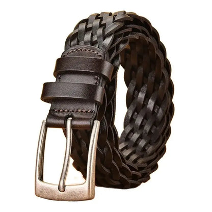 2025 Men Cowhide Belt Hollow Hand Woven Fashion Couple Personalized Student Luxury Jeans Leather Belts 3.5 Cm