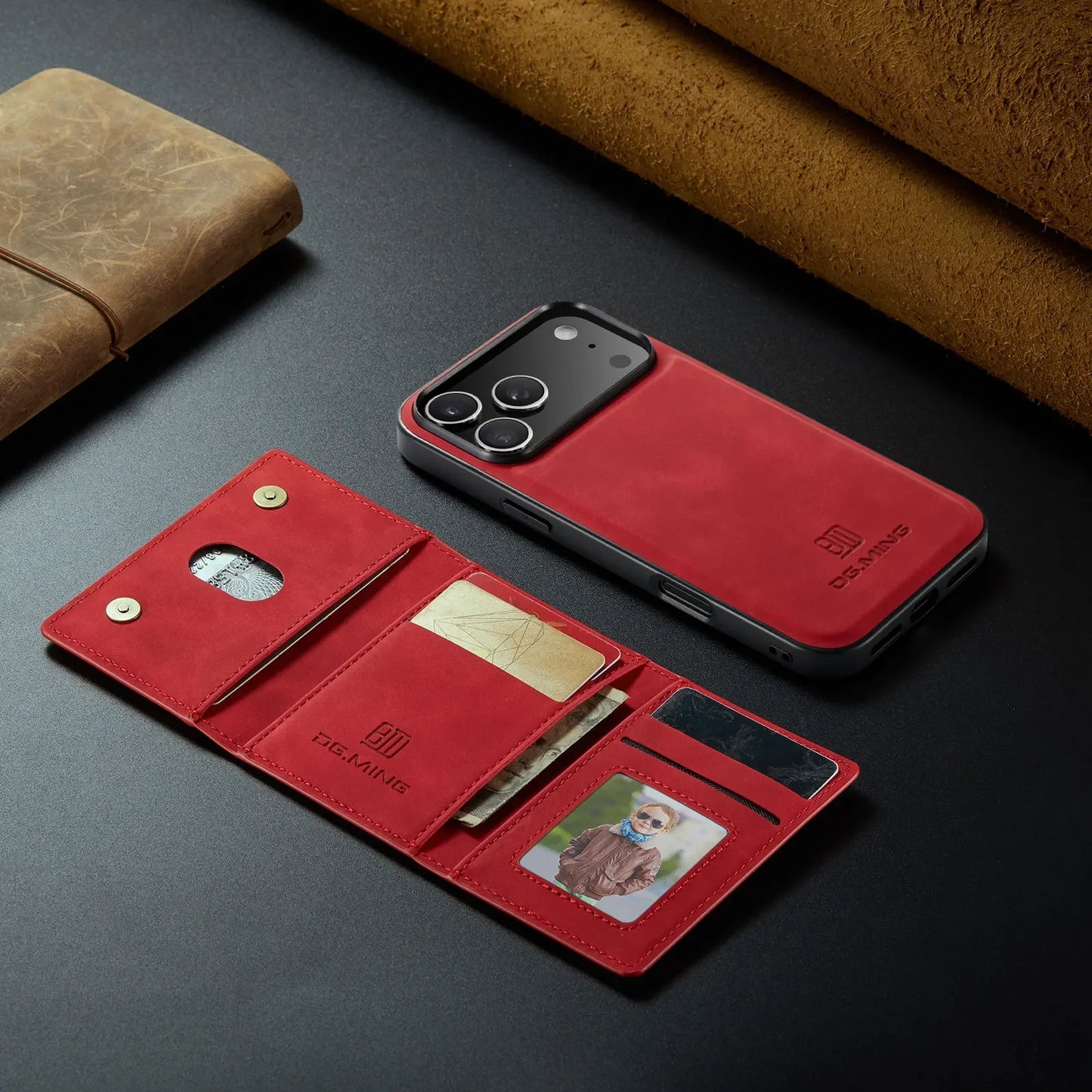 Luxury Leather Phone Case for IPhone 17 Pro Max Air16E 16 14 15 Plus 13 12 11 Pro Max Magnetic Detachable Card Stand Wallet