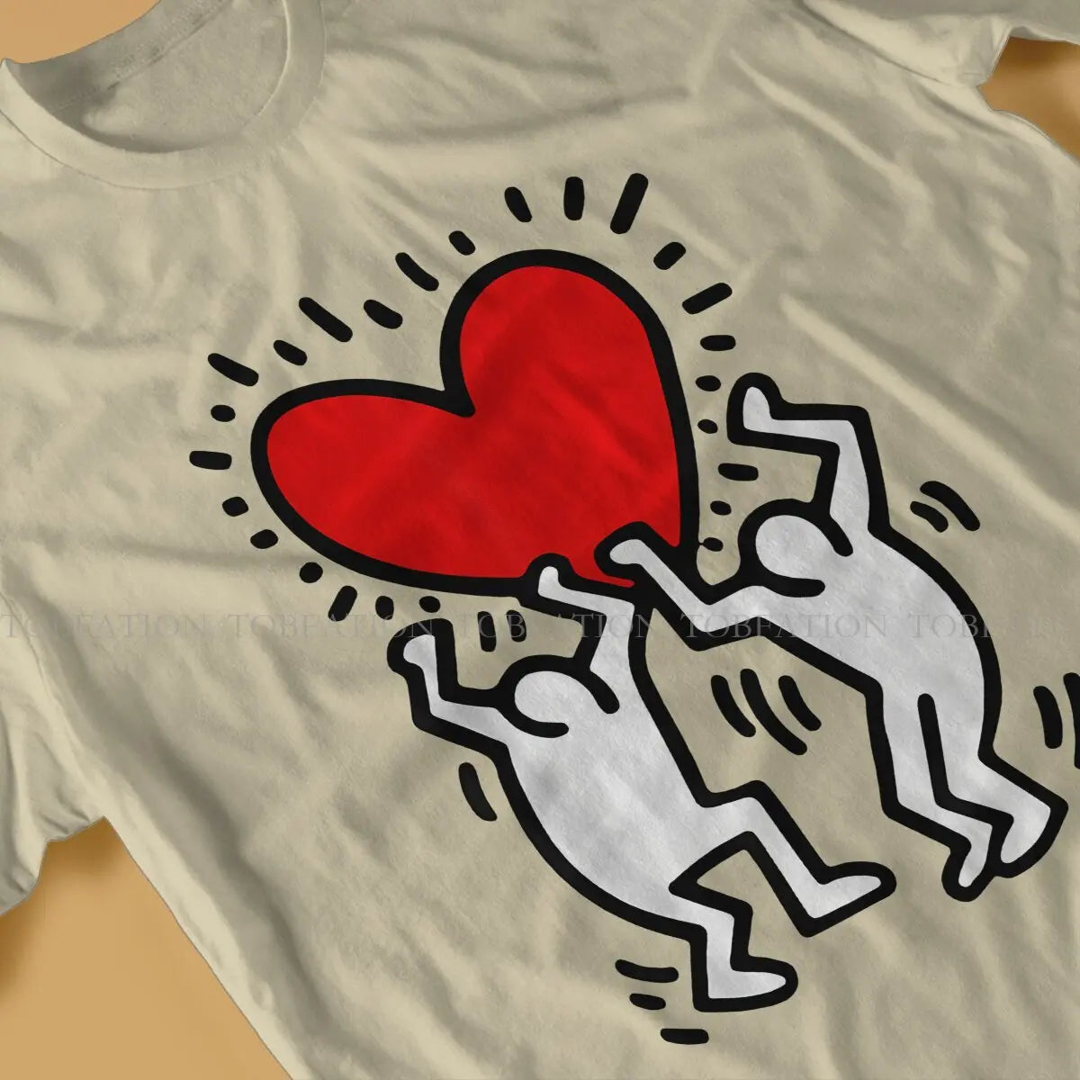 Haring Geometric Graffiti Heart Retro T Shirt Punk Men's Tees Summer Cotton Clothing Harajuku O-Neck TShirt