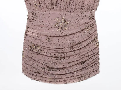 Sequin Tulle Mini Dress Women Ruched Slip Short Dresses for Woman Luxury Party Women's Dress Sexy Backless Dress Women