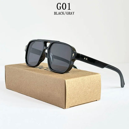 Square Sunglass Men Retro Vacation Yellow Sunglasses Women Trendy Vintage Fashion Glasses Luxury Gafas De Sol Hombre Zonnebril