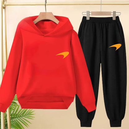 Children Hoodie print 3-12 Years Old Long-sleeved Boys Girls Toddler Coat Top+Pants Stylish Casual black Sweatshirt Set