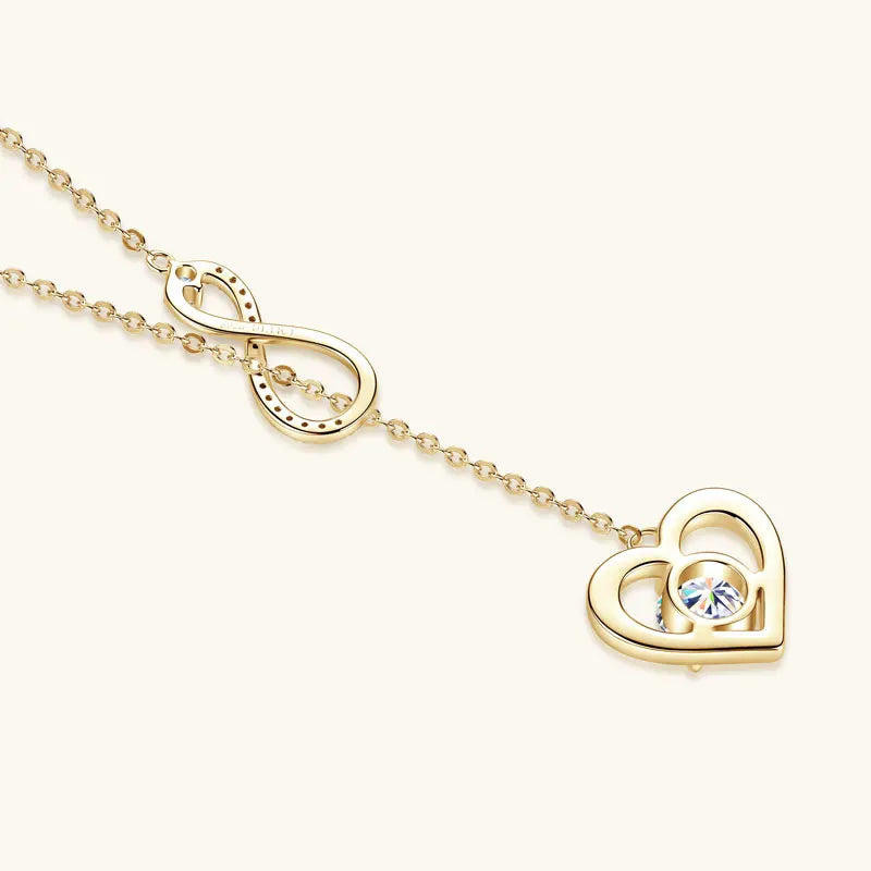 Certified Moissanite Heart Infinite Pendant Necklace Chain for Women S925 Sterling Silver Necklaces Fine Jewelry Gifts