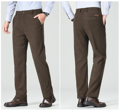 Mens Business Casual Pants Corduroy Suit Pants Autunn Formal Dress Pants Brown Navy Khaki 29-42