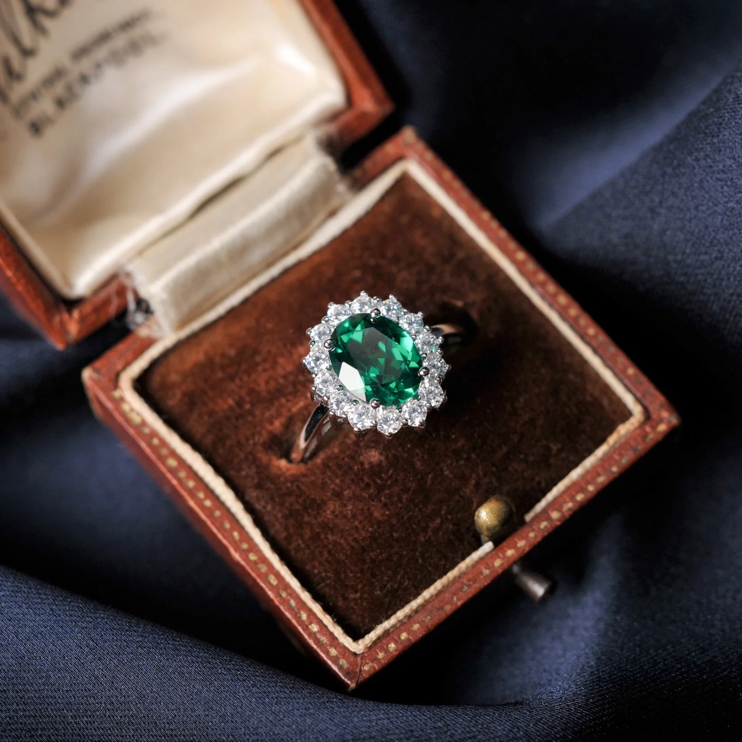 Halo Rings for Women Created Blue Sapphire Nano Emerald Red Ruby Princess Diana 2.67ct Oval Cut 925 Sterling Silver Rings
