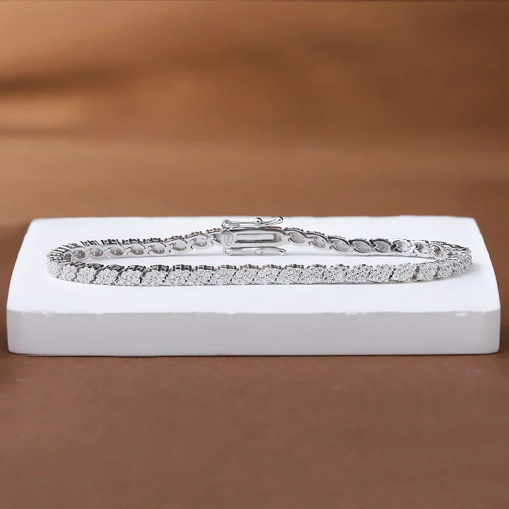 Shape Full Moissanite Tennis Bracelets for Women Men S925 Silver D Color Sparkling Diamond Bangles with Certificate