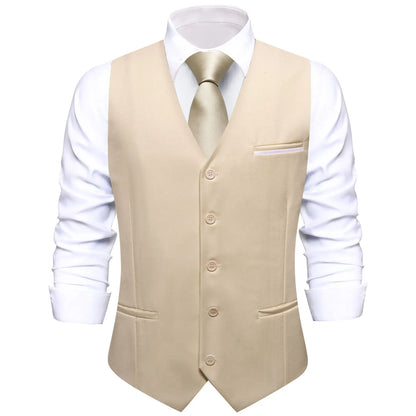 Solid Peach Pink Men Vest Wedding Slim Waistcoat Neck Tie Hanky Cufflinks Set for Male Business Party Designer Gifts