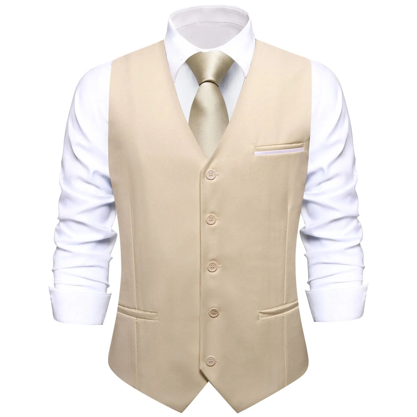 Men's Vest Elegant Green Waistcoat Necktie Handkerchief Cufflinks Sets for Male Wedding Business Party Designer Gift