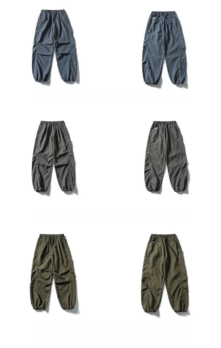 Korean Streetwear Waterproof Outdoor Utility Cargo Pants For Men Quick Dry Adjustable Hem Oversized Sport Casual Pants Trendy