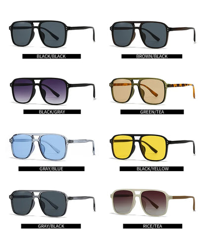 2026 Ins Retro Double Bridge Square Women Sunglasses Fashion Leopard Print Gradient Lenses Men Trend Gafas De Sol UV400