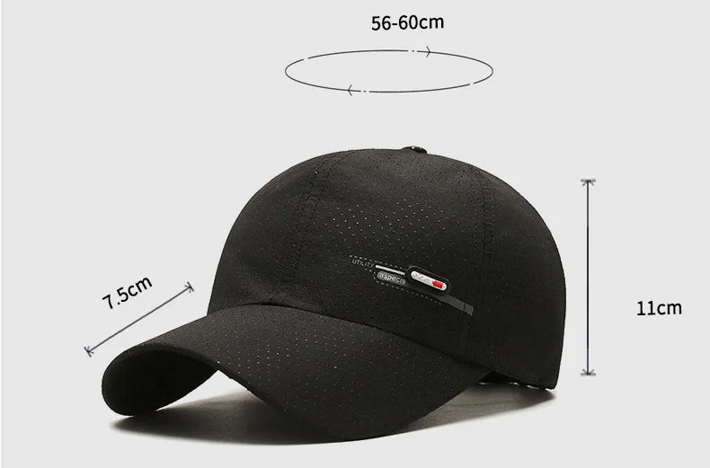 Summer Small Leather Label Quick-dry Baseball Cap Outdoor Sports Running Duck Cap Fashion Trend Simple Hat Men