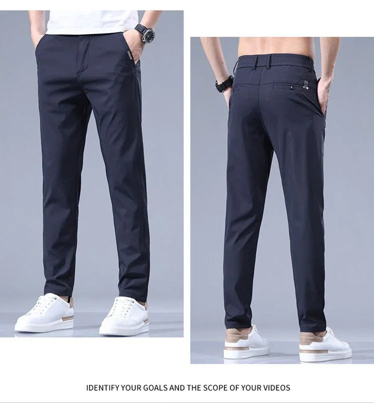 2026 Men's Summer Casual Pants Thin Ice Silk Men's Pants Fashion Straight  Elastic Men's New Pants Men's Pants