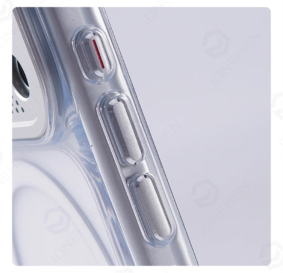 Luxury Transparent For Magsafe Magnetic Case For iPhone 17 Pro Max 17pro Technology Style Metal Lens Protection Clear Hard Cover