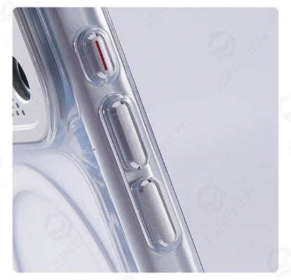 Luxury Transparent For Magsafe Magnetic Case For iPhone 17 Pro Max 17pro Technology Style Metal Lens Protection Clear Hard Cover