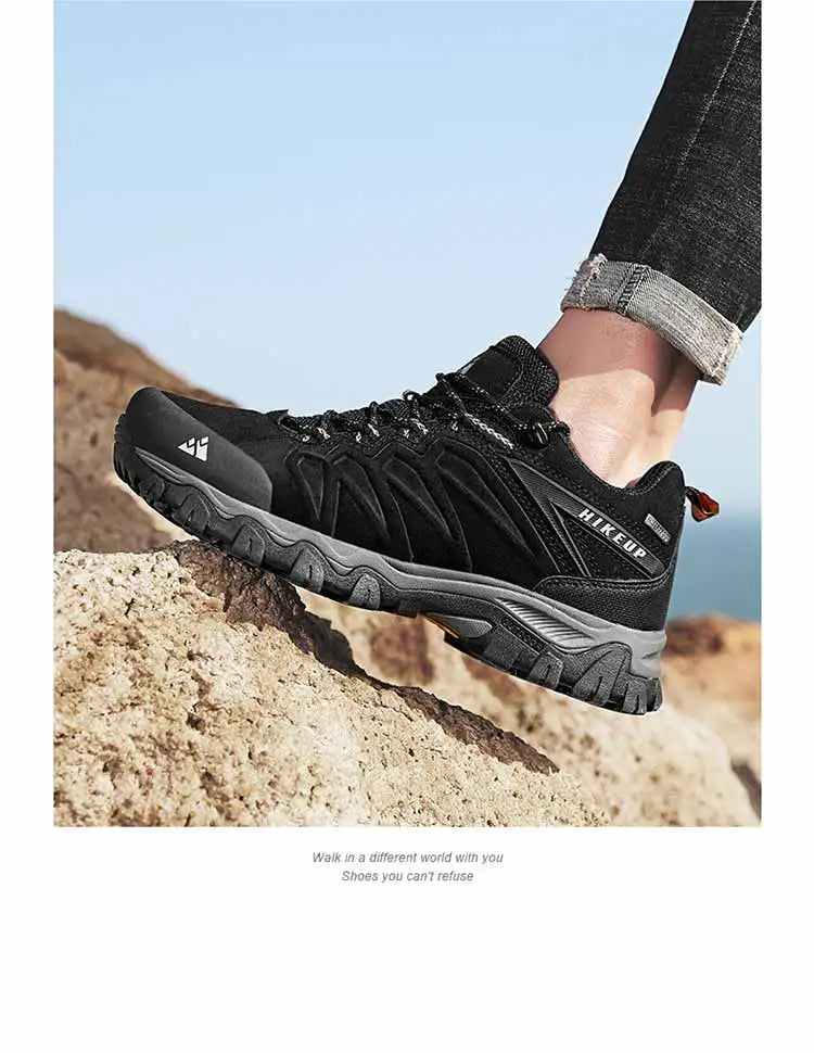 High Quality Leather Hiking Shoes Durable Outdoor Sport Men Trekking Leather Shoes Lace-Up Climbing Hunting Sneakers