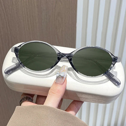 Simple Geometric Oval Small Frame Retro Design Women's Polarized Sunglasses UV Protection Customizable Prescription K9142