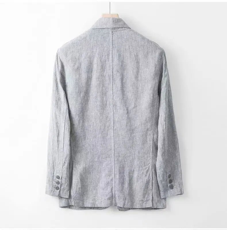 2025 Summer New Men's Linen Casual Suit Coat Solid Color Lightweight Breathable Luxury Cotton Hemp Top 100% Linen Fabric