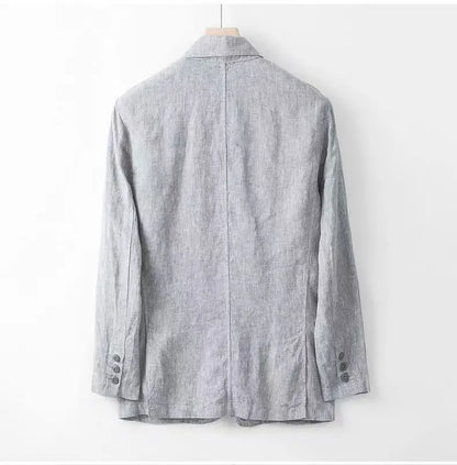 2025 Summer New Men's Linen Casual Suit Coat Solid Color Lightweight Breathable Luxury Cotton Hemp Top 100% Linen Fabric