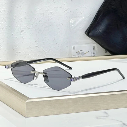INS Maske P60 Luxury Rimless Sunglasses Men Hexagonal Acetate Handmande in Germany Designer Alloy Top Quality Trendy UV400 Women