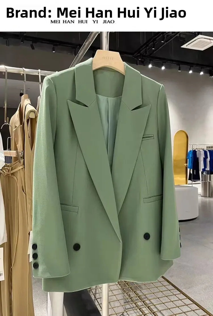 Yellow Casual Women's Small Suit Jacket Trendy  Design Spring Autumn New Korean Style Long Sleeve Fashion Top