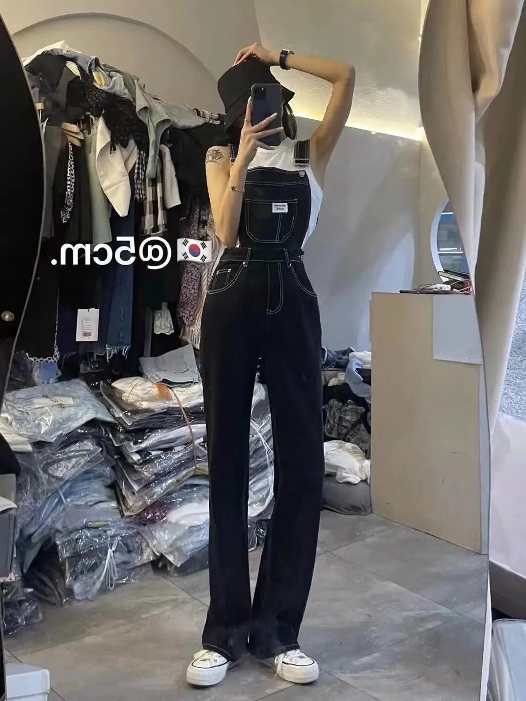 Plus Size Women's High Waist Overalls Denim Utili Pants Straight Leg Spring Autumn New Sle Loose Slimming Versatile Onesie