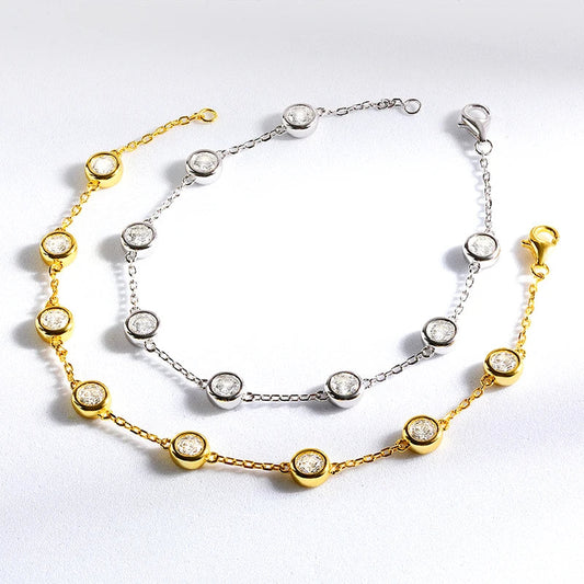 Bracelet classique à bulles en moissanite de 4 mm pour femmes, 8 pierres, bracelet de tennis étincelant en diamant de laboratoire, argent sterling 925