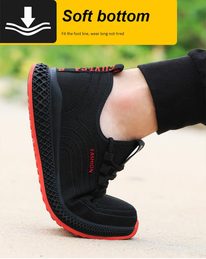 Manlegu Air Mesh Steel Toe Work Shoes Breathable Working Shoes Women Man Safety Shoes Lightweight Puncture-Proof Safety Boots