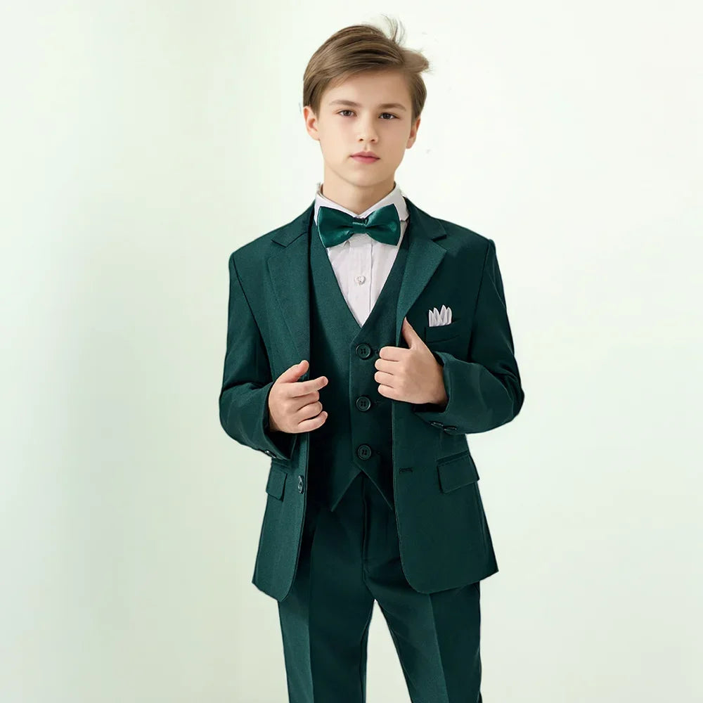New Colorful Child Suit Set Hot Sale Boys Suits 4 Pieces Classy Handsome Kids Tuxedo For Wedding Guest Catwalk Show