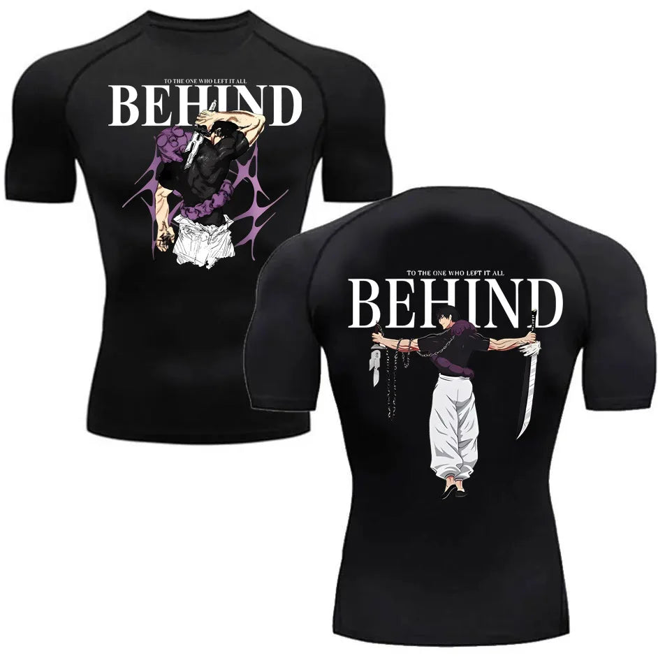 Men's Summer Fitness Gym Sports Running T-Shirt Hot Selling Anime Jujutsu Kaisen Gojo Satoru Compression Shirt Short Sleeve