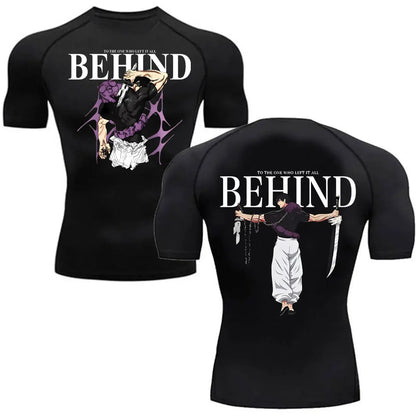 Men's Summer Fitness Gym Sports Running T-Shirt Hot Selling Anime Jujutsu Kaisen Gojo Satoru Compression Shirt Short Sleeve