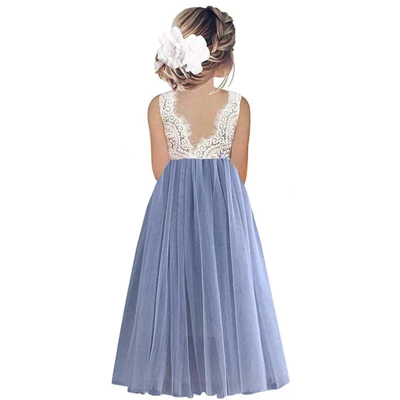 New Flower Girl Dress Baby Kids Summer Princess Party Lace Wedding Birthday Dresses Children Clothing 2 4  6 8 10 12 14
