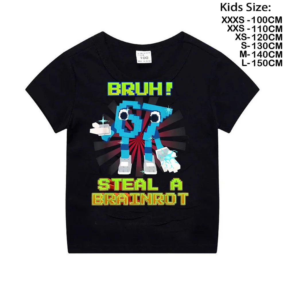 Steal A BrainRot Shirt Funny Gamer Meme for Boys T-Shirt 67 Six Seven Funny Italian Brainrot Kids Gaming Y2k Saying Tee