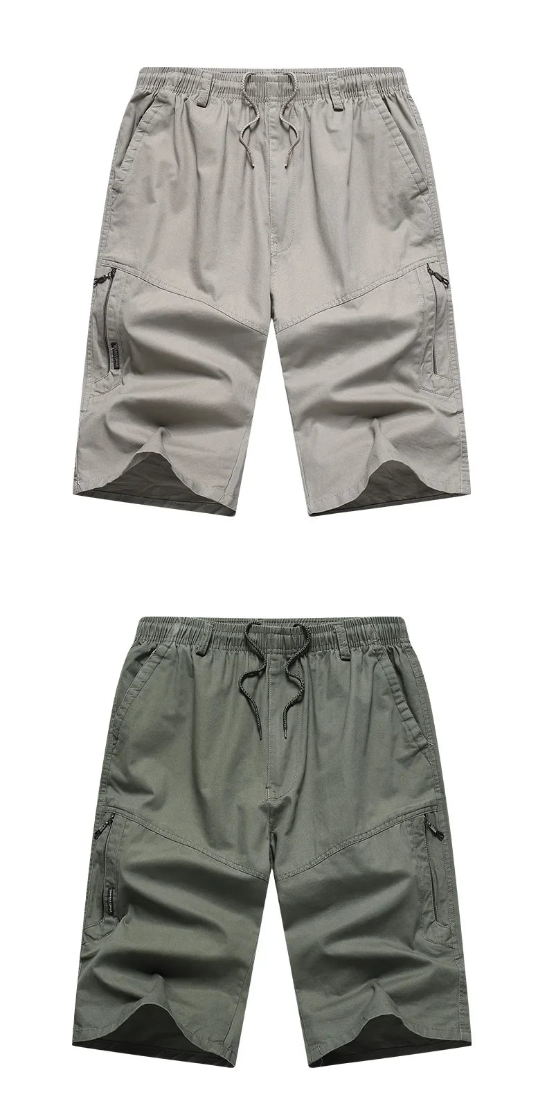 Classic Cargo Shorts Men Zipper Pocket Casual Knee Shorts Loose Straight Cotton Work Shorts Man Clothes