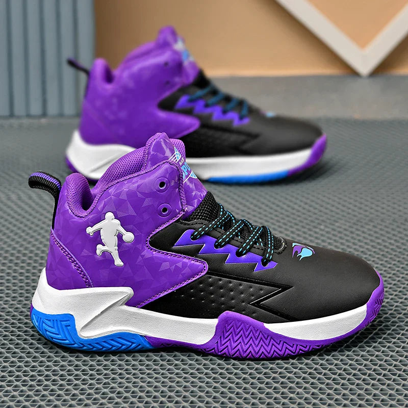 Children Basketball Shoes for Boys Girls Kids Teenagers Breathable Non-slip Lace Up Indoor Outdoor Training Sneakers Tennis Shoe
