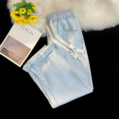 2026 New Spring Summer Men's Baggy Jeans Lyocell Fabric Wide Leg Pants Drawstring Trousers Male City Boy Plus Size S-4 5XL Y2K