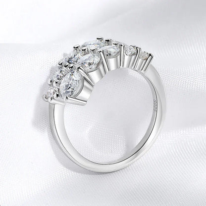 10 Gems Full Moissanite Rings for Women Sparkling Flawless Lab Created Diamond Wedding Band S925 Sterling Silver Jewelry