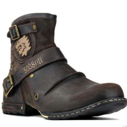 New Round Toe European and American Retro Men's Leather Boots Men's Shoes Men's Boots Plus Size 2023