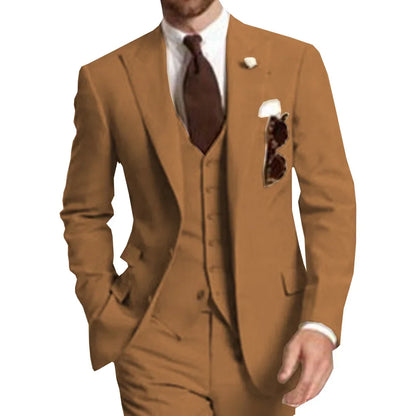 Business Party Best Men wedding Suit Peaked Lapel Two Button Custom Made Wedding Groom Tuxedos Jacket Pants Vest