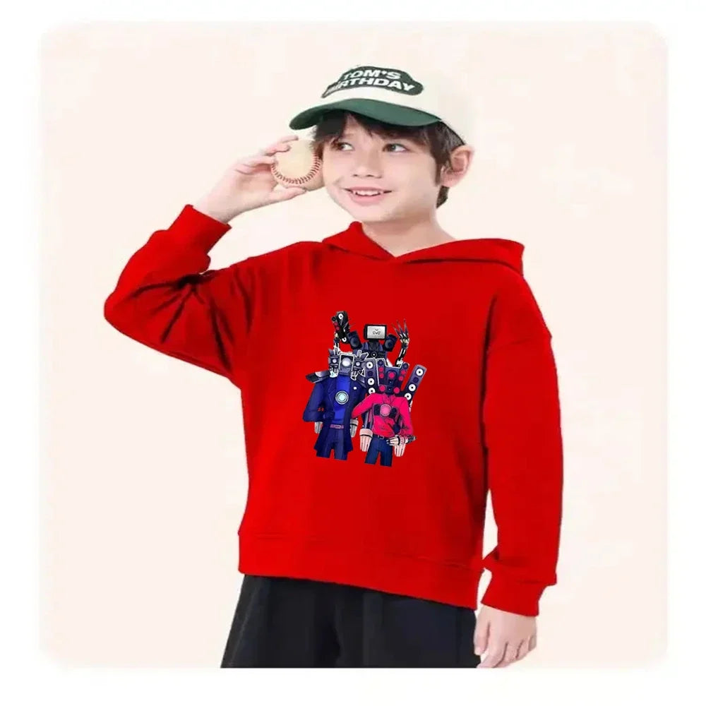 Skibidi Toilet Children's Autumn Winter Hoodie Black Pullover Boys Girls Toddler 2-12Yrs Top+Trousers Coat Casual Fashion Set
