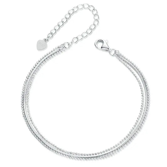Bracelets pour femmes en argent sterling 925 délicats, plaqués or blanc, chaîne réglable à triple couche, cadeau de bijoux