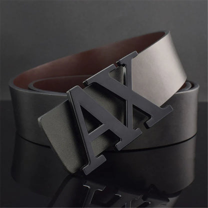Men Belt Fashionable Simple Letter Buckle Reversible Male Belt for Men 3.8cm Luxury Good Quality