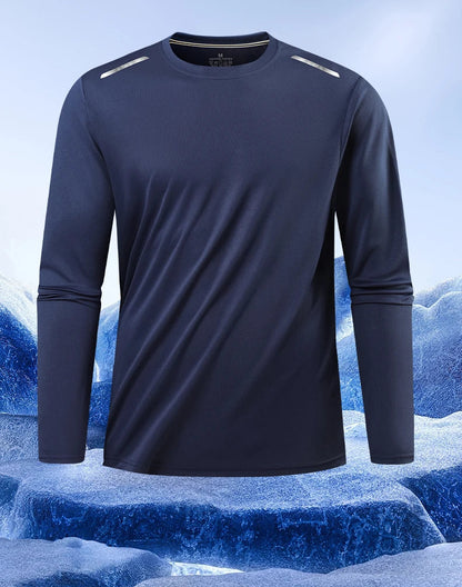 Reflective Sport Gym T Shirt Men Quick Dry Running Bodybuilding Shirts Men Long Sleeve Fitness Pullover Top Spring Autumn