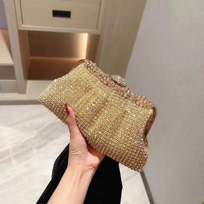 Luxury Rhinestone Evening Clutch Bag Wedding Bride Handbag Shiny Design Party Banquet Lady Portable Purse Sling Shoulder Bags