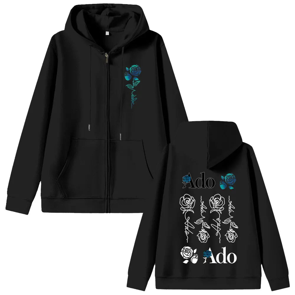 Ado World Tour 2025 Hibana Zipper Hoodie Men Women Clothing Fashion Japanese Style Streetwear Unisex Casual Fleece Zip Up Jacket