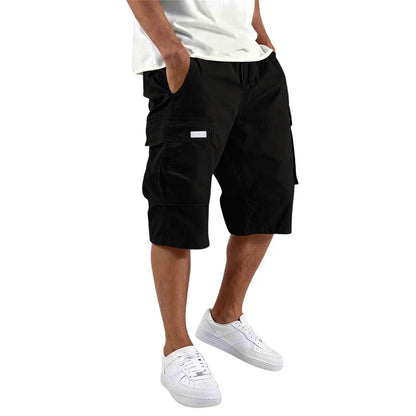 2026 NEW men loose straight pants Casual multi-pocket Shorts Summer Five-Inch Men's drawstring Sports cargo short