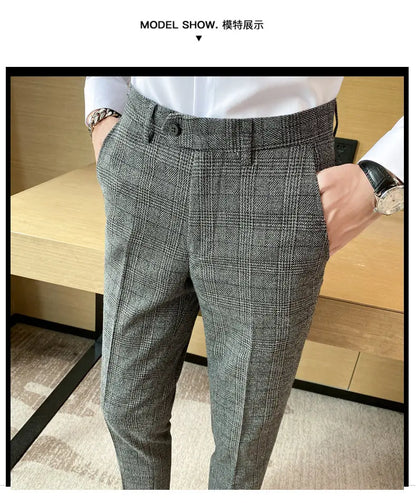 Spring and Autumn Checked Trousers for Men Are Trendy, Fashionable, Cool and Versatile, as Well as for Business and Casual Wear