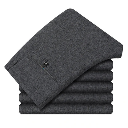 New Spring Summer Men's Linen Pants Male Dress Pants Solid Color Artificial Linen Suit Pants