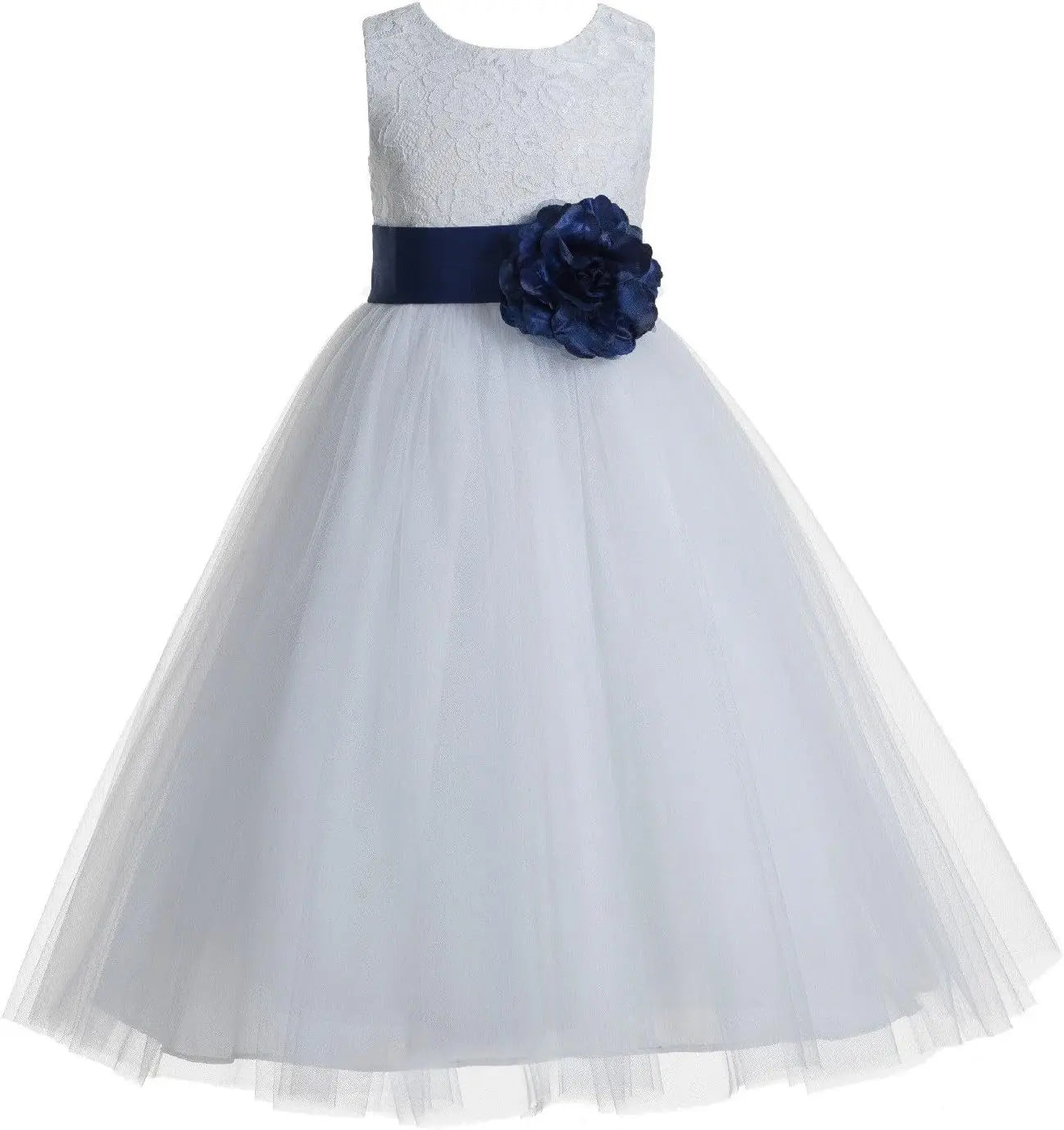 Ivory Floral Lace Heart Cutout Dress for Girls Junior Bridesmaid Pageant Gown Elegant Flower Girl Pageant Dresses