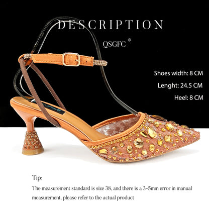 Italian Design Mini Three-Dimensional Hard Bag Tassel Decoration Bag Nigeria Elegant Shoes and Bag Set Women Shoes